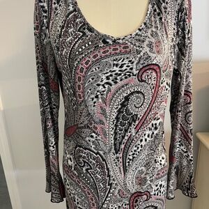 CB Established 1962 Black Paisley Print Top- Size-Medium